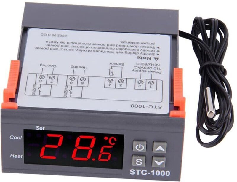 Odipie - ac 110V-220V Temperaturregler, STC-1000 Allzweck-Digitalthermostat mit NTC-Temperatursensorsonde, Celsius-Tempe...