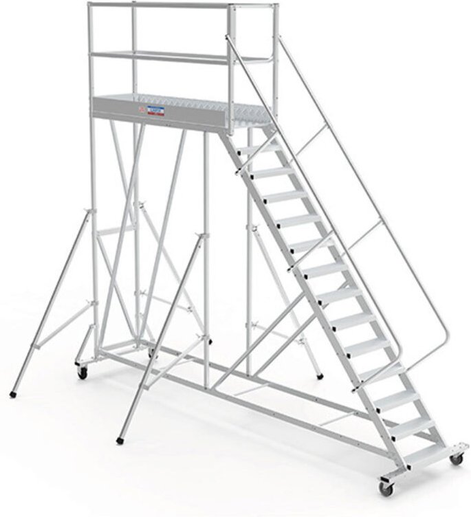 Mobile Plattform mit Geländer total und Sicherheitstür - Maximale Arbeitshöhe 4.60m - PTF213PT-P