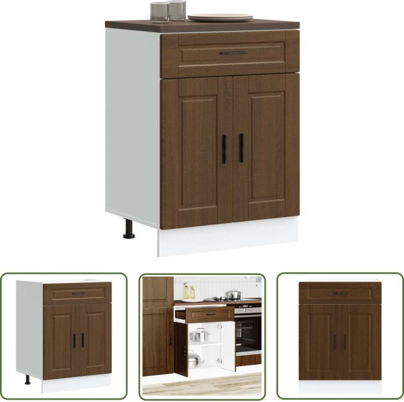 The Living Store - vidaXL Küchenunterschrank Porto Braun Eichen-Optik Holzwerkstoff