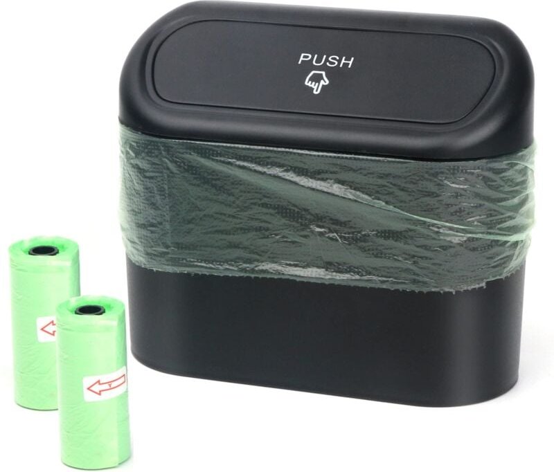 Memkey - Auto-Mülleimer mit Deckel – wasserdichter Auto-Mülleimer – tragbare hängende Auto-Aufbewahrungsbox (schwarz)