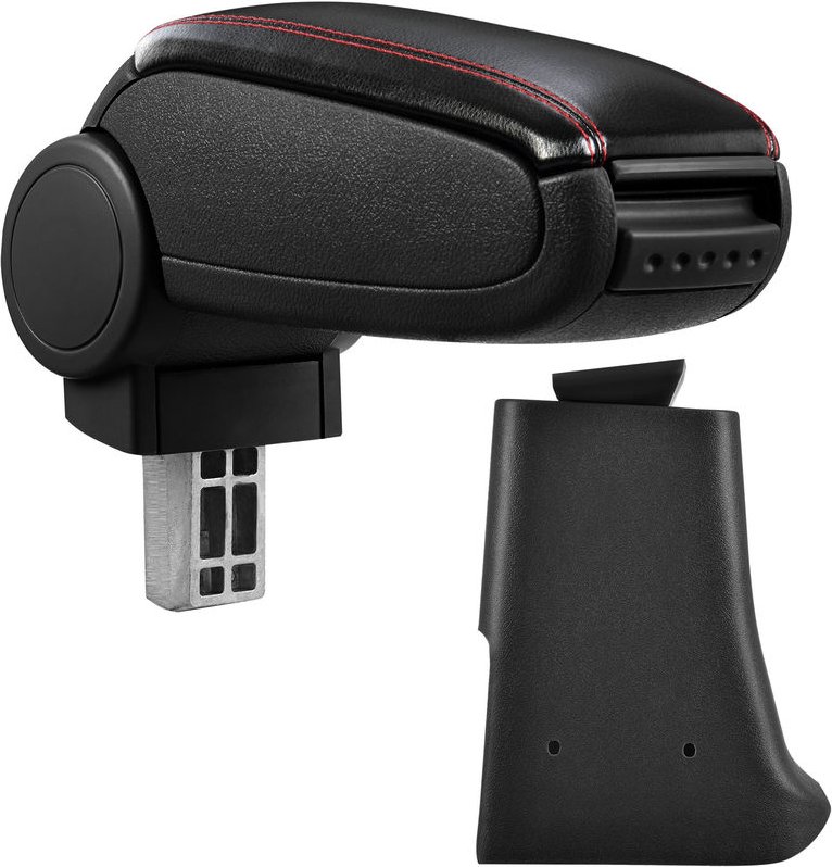 Mittelarmlehne VW Golf 3 Vento mit Staufach Kunstleder Schwarz mit roten Nähten pro.tec