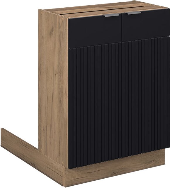 Kücheninsel Fame-Line, Schwarz gestreift, 60 cm ohne Arbeitsplatte, Vicco