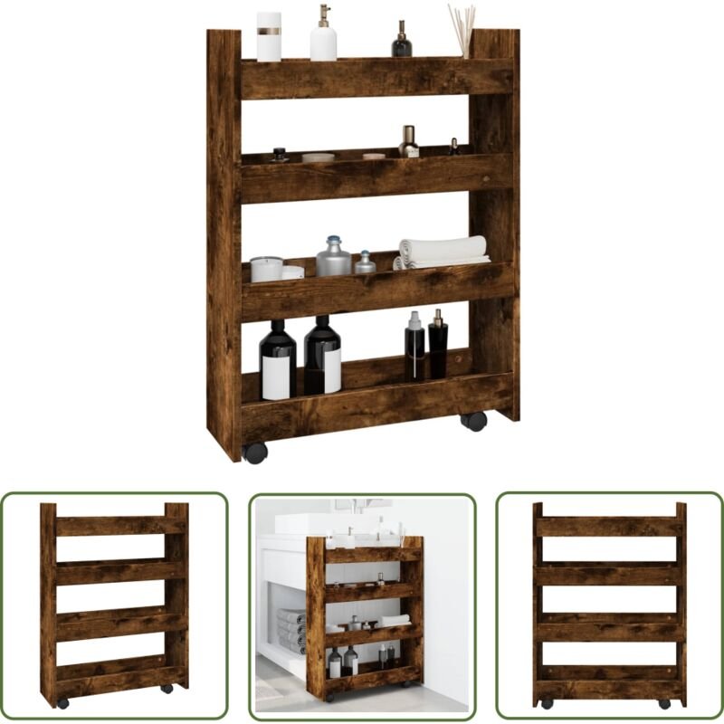 The Living Store - vidaXL Aufbewahrungswagen Schmal 4 Etagen Räuchereiche Holzwerkstoff
