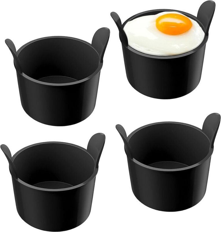 Ahlsen - Silikon-Auflaufförmchen, 4er-Set für Luftfritteuse, pochierte Eierformen, pochierte Eierformen, Mikrowellen-Eie...