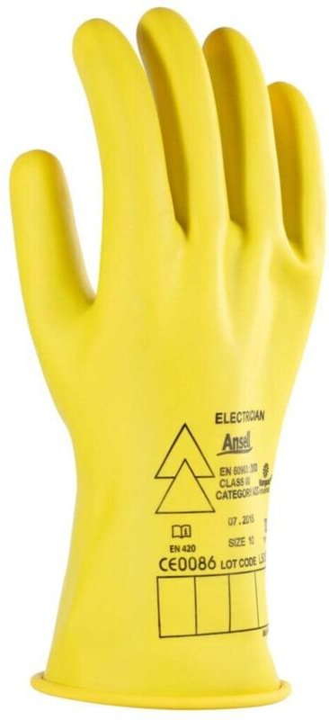 Ansell - Elektriker Handschuh-Paar E013Y, 500 v ac, Handschuhgröße: 9
