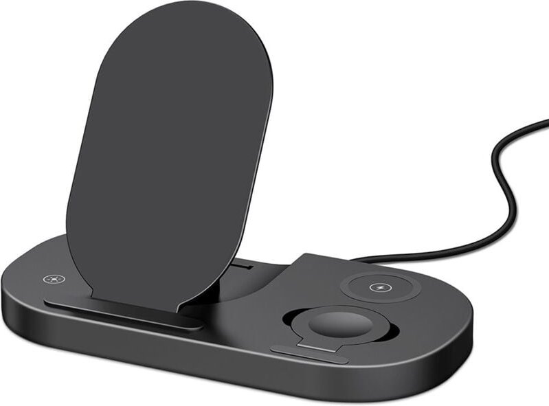 3-in-1-Teleportationskabel, faltbare kabellose Ladestation, Touch-Control, LED-Anzeige, Display für Smartphones, Uhrenta...