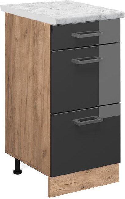 Vicco - Küchenunterschrank R-Line, Anthrazit Hochglanz, 40 cm ap Marmor