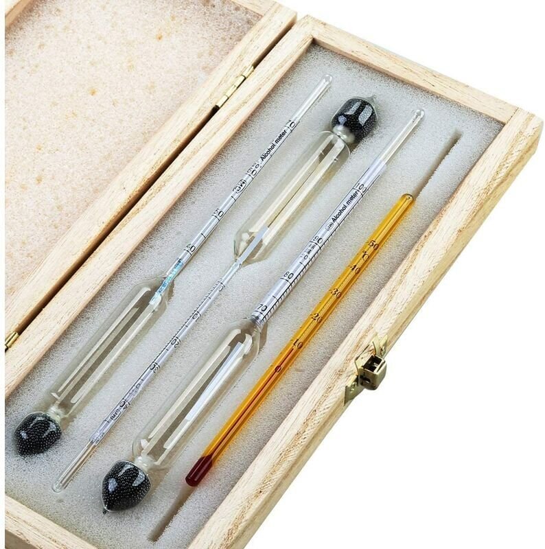 Thumbnail - Ymyny Professionelles Alkoholmessgerät – 3er-Set Hydrometer mit Graduierung von 0 bis 100 % + Thermometer zum Messen des...