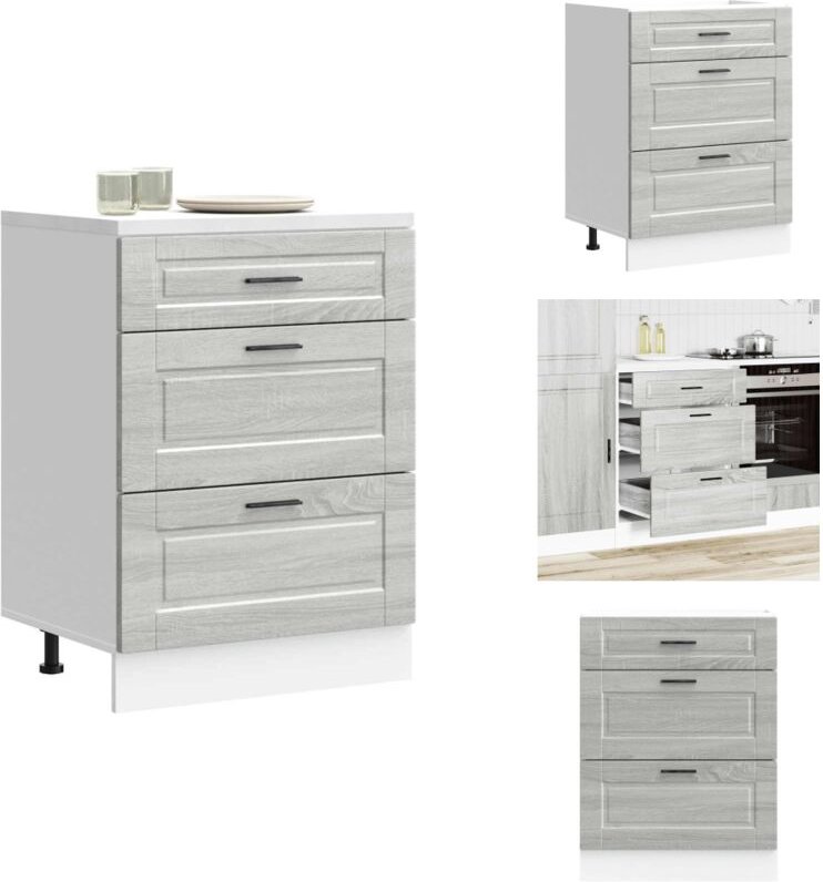 Küchenunterschrank Porto Grau Sonoma Holzwerkstoff - Küchenunterschrank - Küchenunterschränke - Spülenunterschrank - Unt...