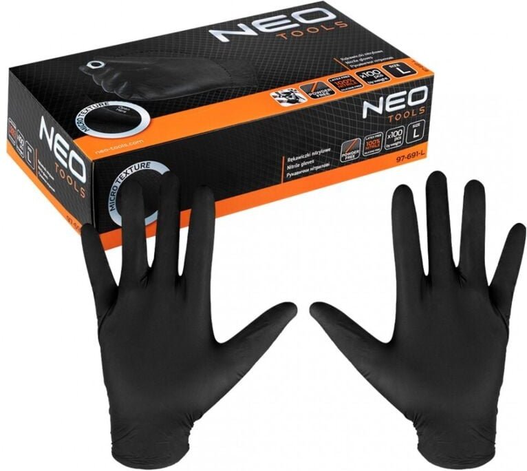 Thumbnail - Nitrilhandschuhe, schwarz, 100 Stück, Größe L