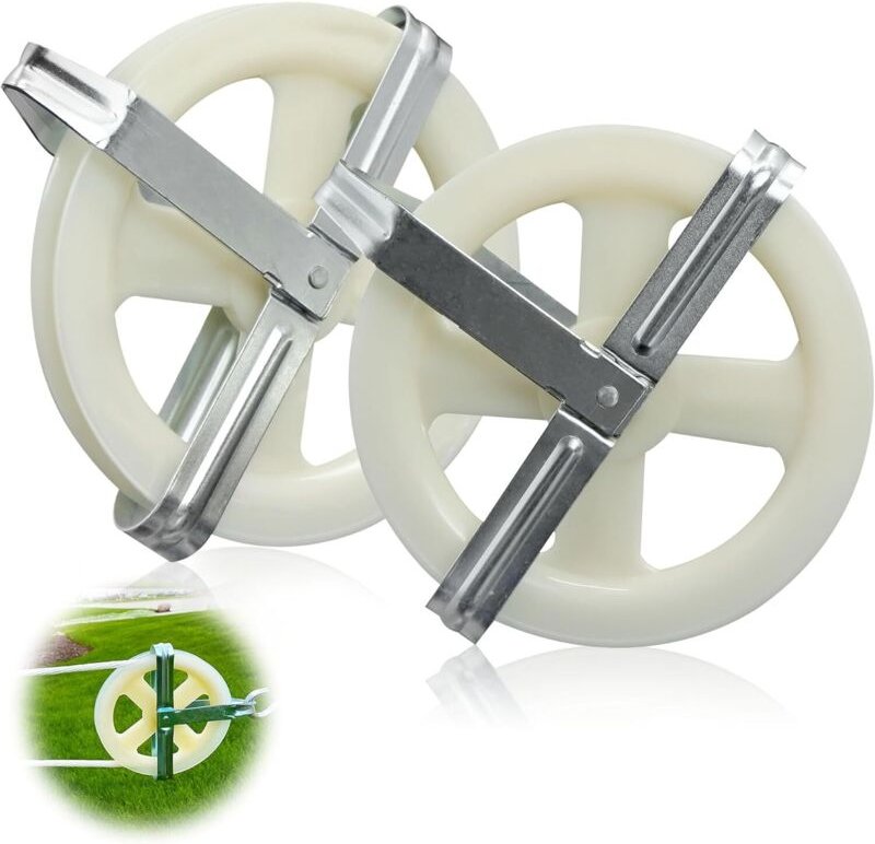 2er-Pack Wäscheleinenrolle – 5-Zoll-Nylonrad mit Aluminiumachse, rostfrei und wetterbeständig, für den Außenbereich