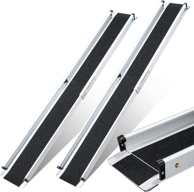 Vingo - Rollstuhlrampe Rollirampe Auffahrschiene Faltbar Alu Teleskoprampe rutschfeste Oberfläche inkl. Tasche 213cm