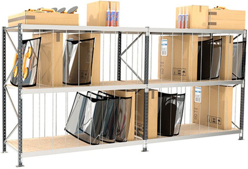 Rack 3 Ebenen für Windschutzscheiben - Startmodul - hxlxp: 2000x2000x1000mm - RAYOPB/3N/2020/D