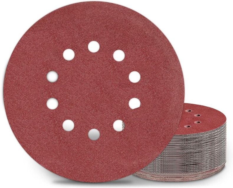 Tonchean - 225-mm-Schleifscheiben, 25 Stück, Körnung P120, 10 Löcher, 225-mm-runde Schleifscheiben, Schleifpapier für Tr...