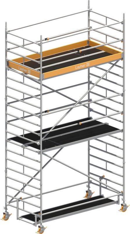 Layher Rollgerüst Uni Breit Sicherheitsaufbau P2 mit Uni Telegeländer 6,20m AH