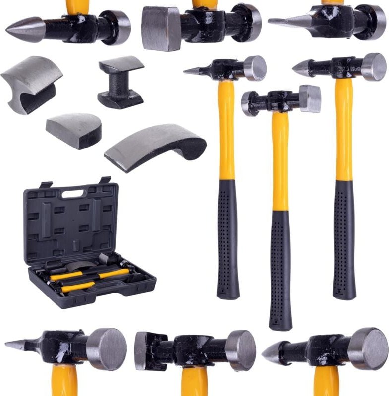 Blechhämmer Mit Ambossen, 7-Teiliger Satz Zum Richten Von Karosserieteilen