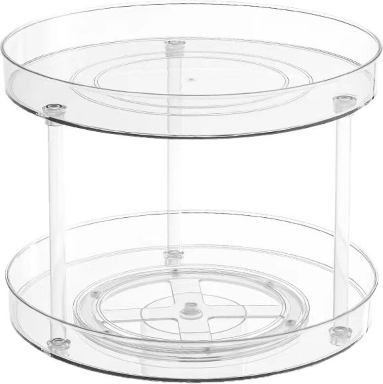 2-stöckige Küchen-Aufbewahrungstabletts, 360° drehbares Gewürzregal, drehbarer Aufbewahrungs-Organizer für Küche und Bad