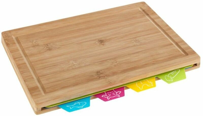 Thumbnail - Schneidebrett aus Bambus Bella, mit 4 Schneidematten, Braun, Bambus braun, Polypropylen mehrfarbig - braun - Wenko