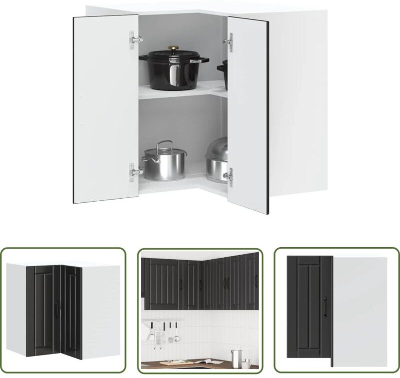 The Living Store - vidaXL Küchen-Eckhängeschrank Lucca Schwarz Holzwerkstoff