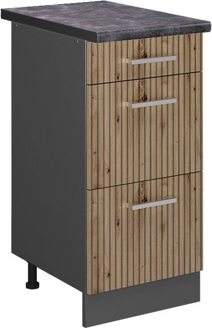 Küchenunterschrank R-Line, Artisan-Eiche, 40 cm mit Schubladen, ap Anthrazit Vicco