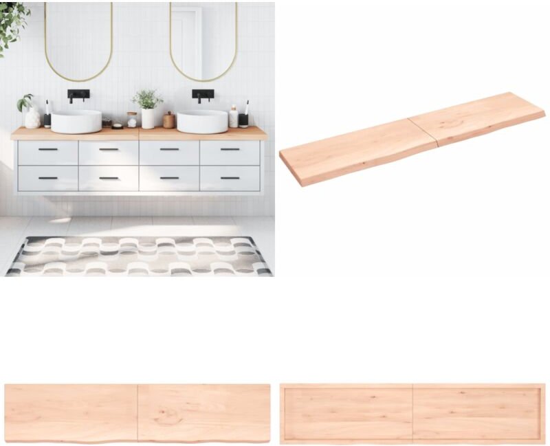 Waschtischplatte 220x50x(2-6) cm Massivholz Unbehandelt - Waschtischplatte - Eiche - Holzarbeitsplatte - Badrenovierung ...