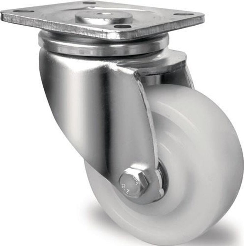 Schwerlast-Lenkrolle Rad-Ø 125 mm Tragfähigkeit 700 kg Kunststoff Platte L100xB85 mm Farbe Rolle weiß