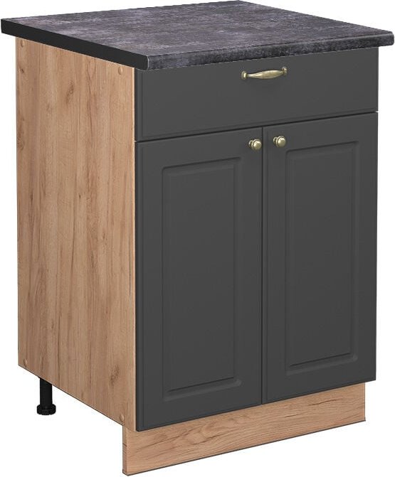 Vicco - Küchenunterschrank Fame-Line, Anthrazit-Gold, 60 cm mit Schublade, ap Anthrazit