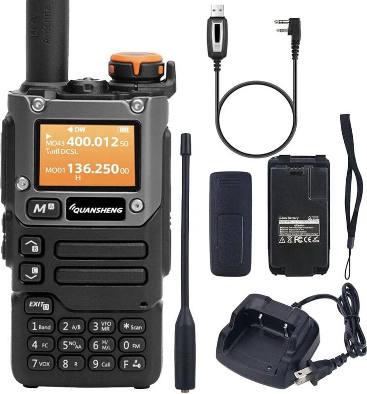 UVK5(8) AM/FM/DTMF 200 Kanäle Typ-C Lade-Walkie-Talkie, Dreifrequenzempfang, mit USB-Programmierkabel