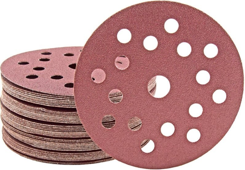 Fox Klett-Schleifscheiben, 125 mm, 17-Loch, f. Exzenterschleifer, Normalkorund (50 Stk.) K120 - Miotools