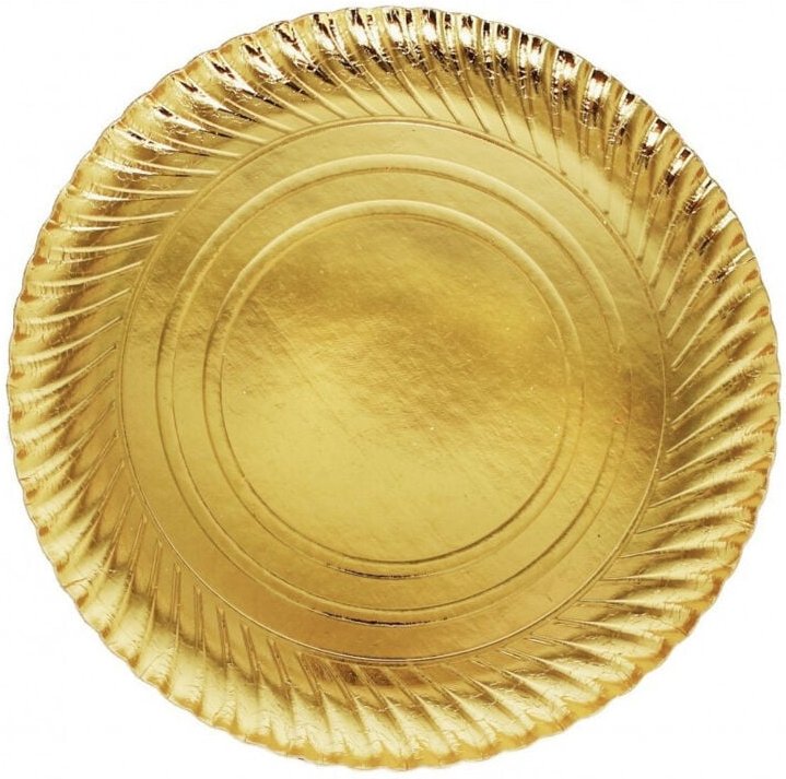 Trade Shop Traesio - Trade Shop - 2 Stück Kuchenblech Durchmesser 24 cm Gold Rund Kreisförmig Karton -