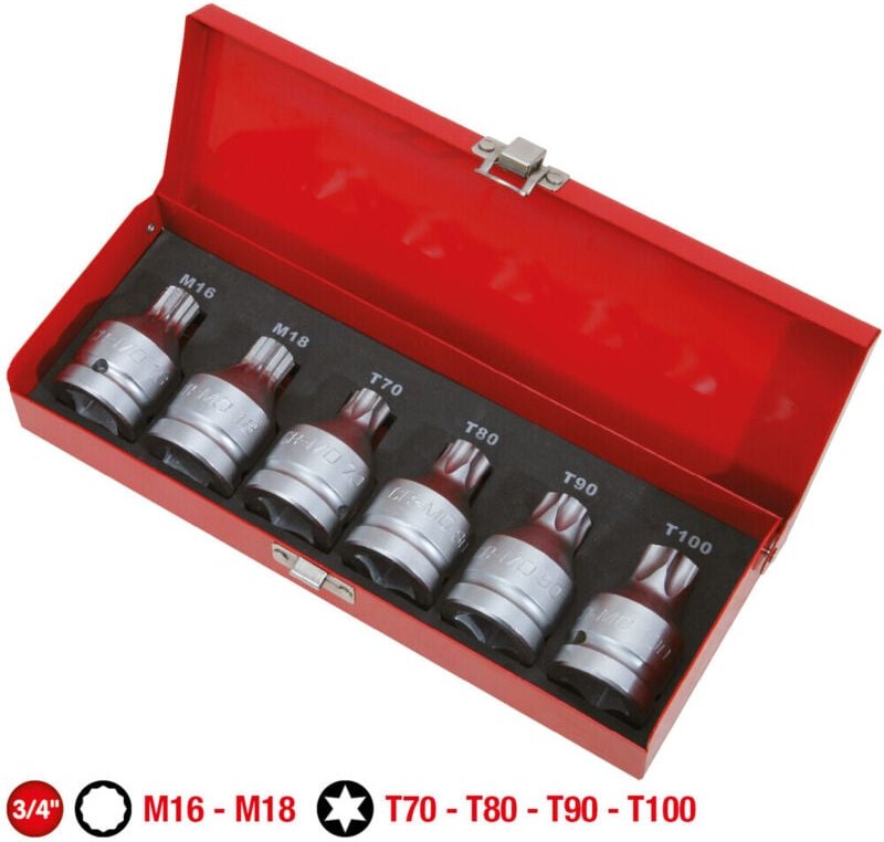 Schlagschlüssel-Satz XZN® und TORX® 3/4'', M16-18 - T60 bis 100