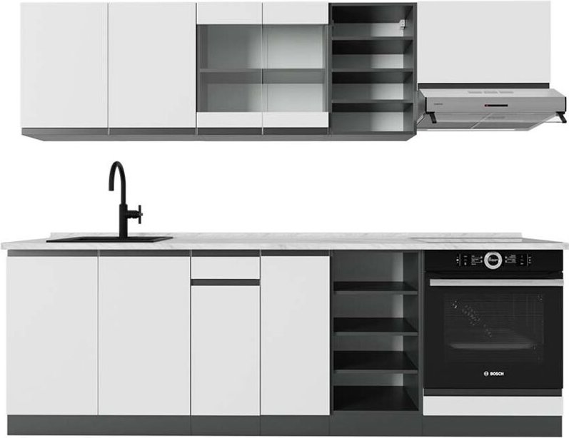 Thumbnail - Vicco - Küchenzeile R-Line, Weiß/Anthrazit, 240 cm , ap Marmor