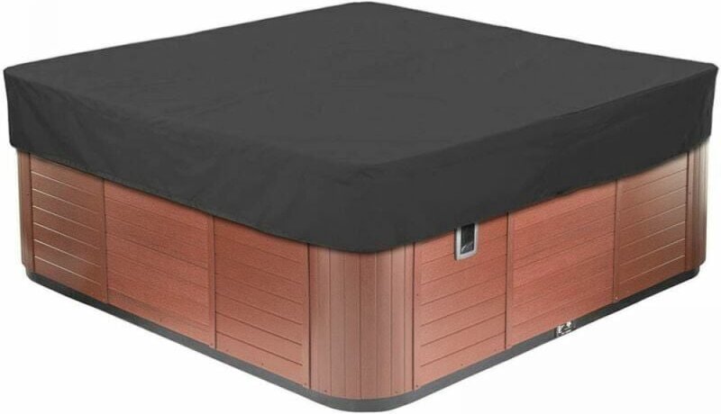 Schwarz, 231 x 231 x 30 cm, quadratische Garten-Whirlpool-Abdeckung, 210D Oxford-Gewebe, Schwimmbad-Schutzabdeckung, was...