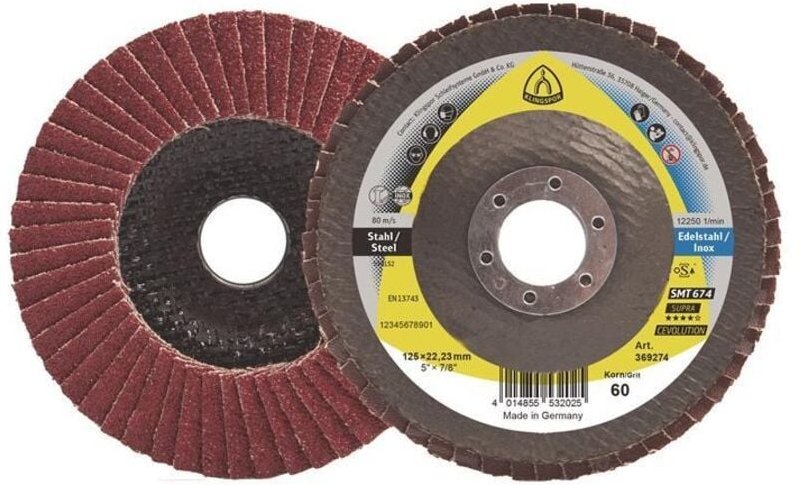 Fächerscheibe SMT 674 Ø 125 mm Körnung 60 mm gewölbt Stahl keramischer Korund