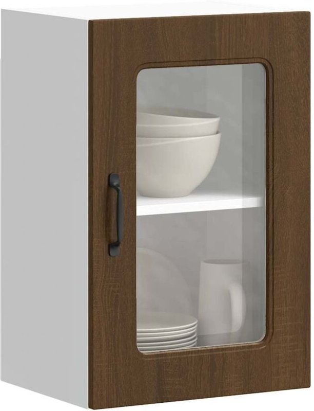 Küchen-Hängeschrank mit Glastür Kalmar Braun Eichen-Optik vidaXL