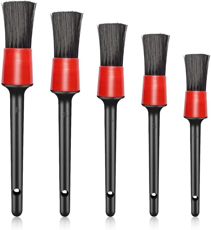 Lntyq - 5er-Pack Auto-Reinigungsbürsten mit weichen Wildschweinborsten für den Innen- und Außenbereich, Felgen, Armature...