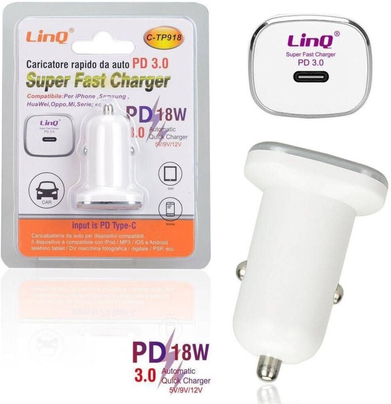 Trade Shop Traesio - Trade Shop - autoladeadapter pd typ-c 3.0 superschnell 18W C-TP918 -