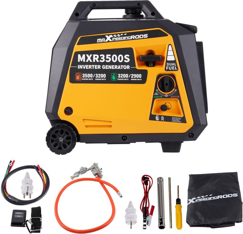 Dual Fuel Inverter Stromerzeuger 3,2kW-3,5kW Benzin lpg 25kg tragbar mit Digitaler Zähler E-start Seilzugstarter Maxpeed...