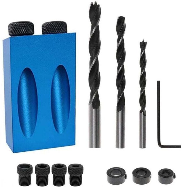 Holzbearbeitungsführung, multifunktionaler Winkelpositionierer – 14-Loch-Klemmen-Set für 15-Grad-Winkellöcher, inkl. 6/8...