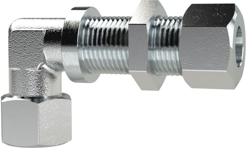 Winkel-Schottverschraubung, Rohr-Außen-Ø 14 mm, Stahl verzinkt - Riegler