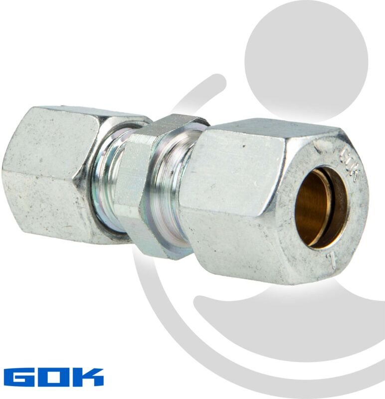 Schneidringverschraubung Typ gr - Gerade Verschraubung reduziert ø 12 x 8 mm, Stahl verzinkt, Schneidring Messing