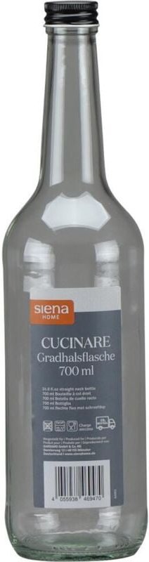 Gradhalsflasche "Cucinare" 700 ml rund, Verschraubung schwarz