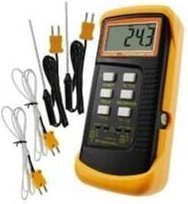 Thermometer Typ K mit Thermoelementsensor 1300 °C (°C, °F und K mit 4 Thermoelementen (verkabelt und Edelstahl)