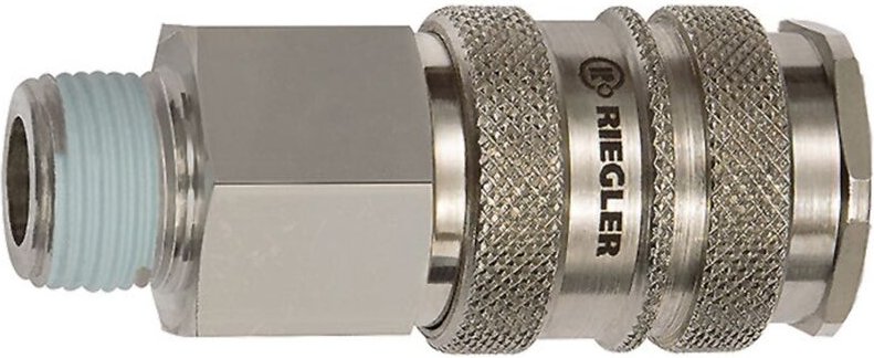 Schnellverschlusskupplung nw 10, Stahl / Messing vern., r 1/2 ag - Riegler