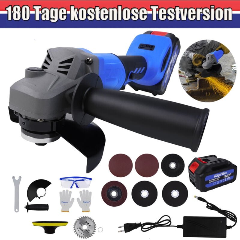 Dayplus - Bürstenlos Winkelschleifer 115mm Akku Trennschleifer Schleifmaschine mit Akkus