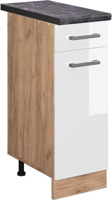Küchenunterschrank R-Line, Weiß Hochglanz, 30 cm , ap Anthrazit Vicco