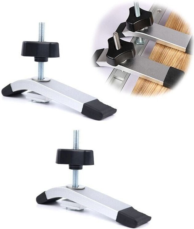 Thumbnail - 2er-Pack Schiene - Aluminium-T-Schienenklemme, T-Schienen-Metall-Schnellspann-Niederhalteklemmensatz für T-Nut-Holzbearb...
