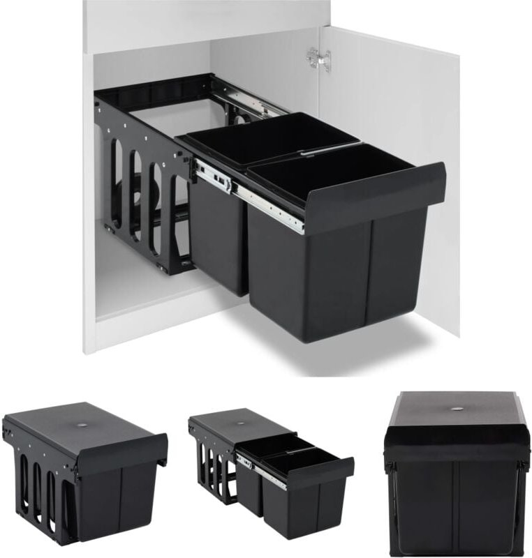 XVX - The Living Store Abfallsammler Soft-Close 36 l - Mülltonnen & Abfalleimer - Schwarz