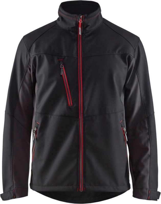 Thumbnail - Arbeitssoftshelljacke 4950 - Schwarz/Rot XS