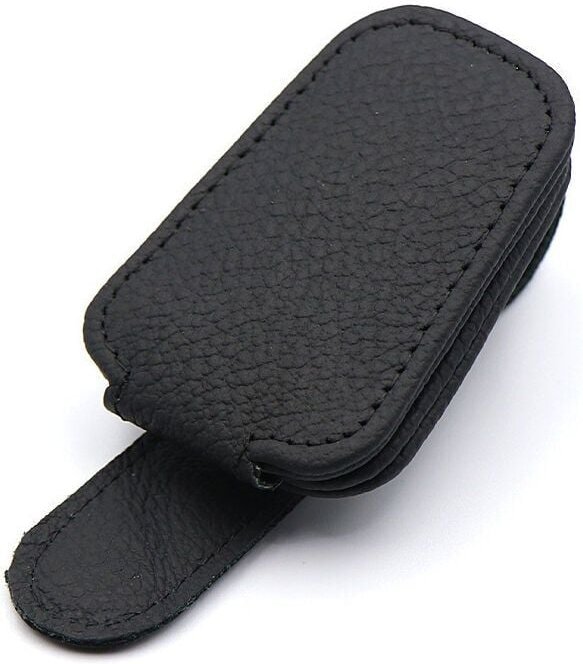 Thumbnail - XVX - Supporto per occhiali da sole con visiera parasole per auto, supporto magnetico in pelle per occhiali con clip per...
